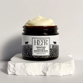 100% Grass Fed Beef Tallow for Skin Care, All-Natural Face and Body Whipped Beef Tallow Moisturizer, Organic Beef Tallow Moisturizer for Skin, Face and Body Lotion - (Unscented) 2 oz