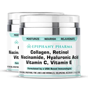 2 Pack Max Concentrated Retinol & Collagen Anti Aging Face Cream - Get Smoother Tighter Skin with Hyaluronic Acid, Niacinamide, and Vitamins C & E, For Women & Men - 1.7 FL Oz/50 ML