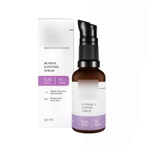 .2% Retinol Face Serum With 1% Peptide | Beginner Friendly | Anti Aging, Night Face Serum To Reduce Fine Lines & Wrinkles | For Men & Women | Beginner Friendly | 30 Ml