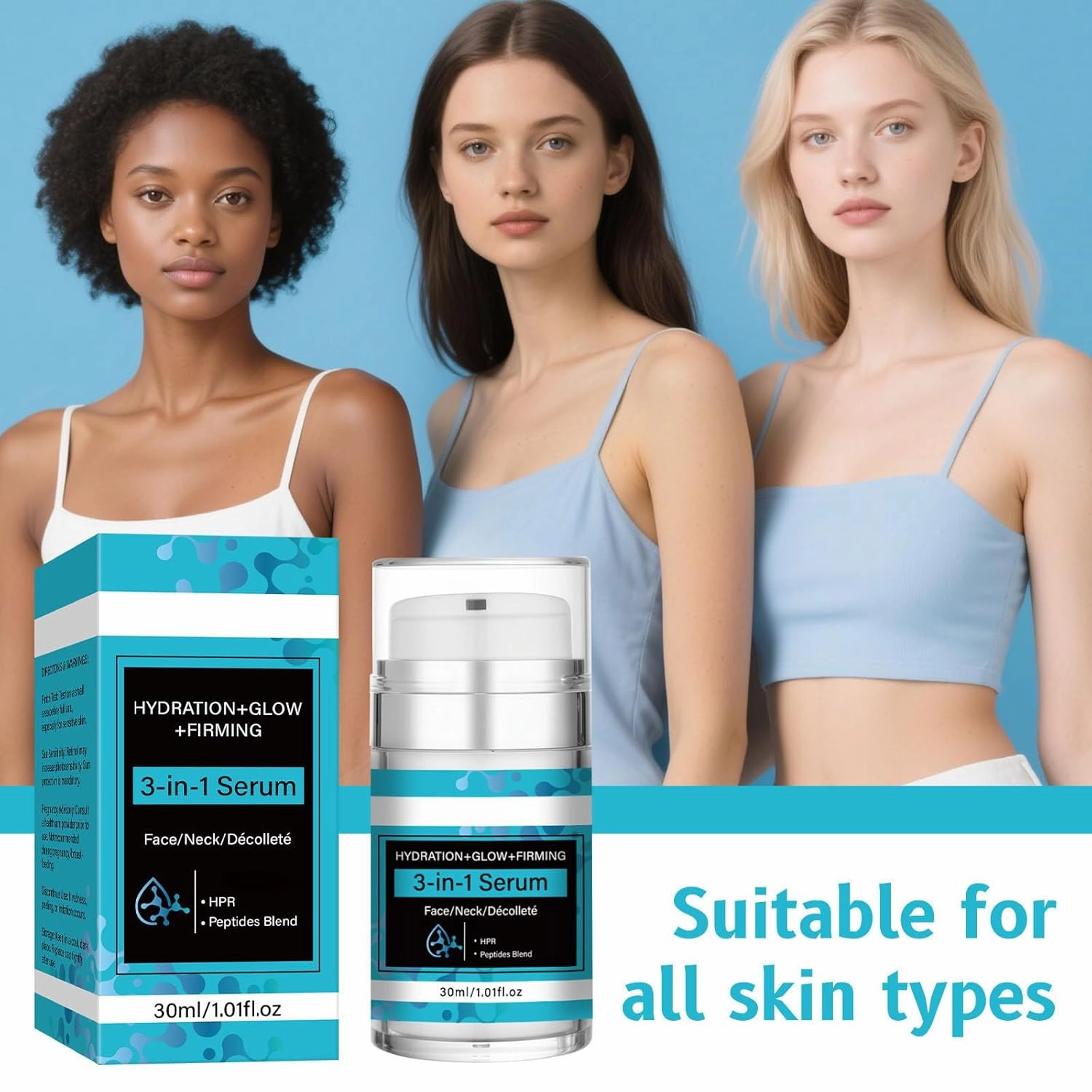 3 In 1 Moisturizer for Face, Neck & Décolleté – With Collagen, Retinol, Peptides & Hyaluronic Acid, Anti-Aging Hydration   Glow   Firming Skin, Daily Anti Wrinkle Cream (2pc, 1)