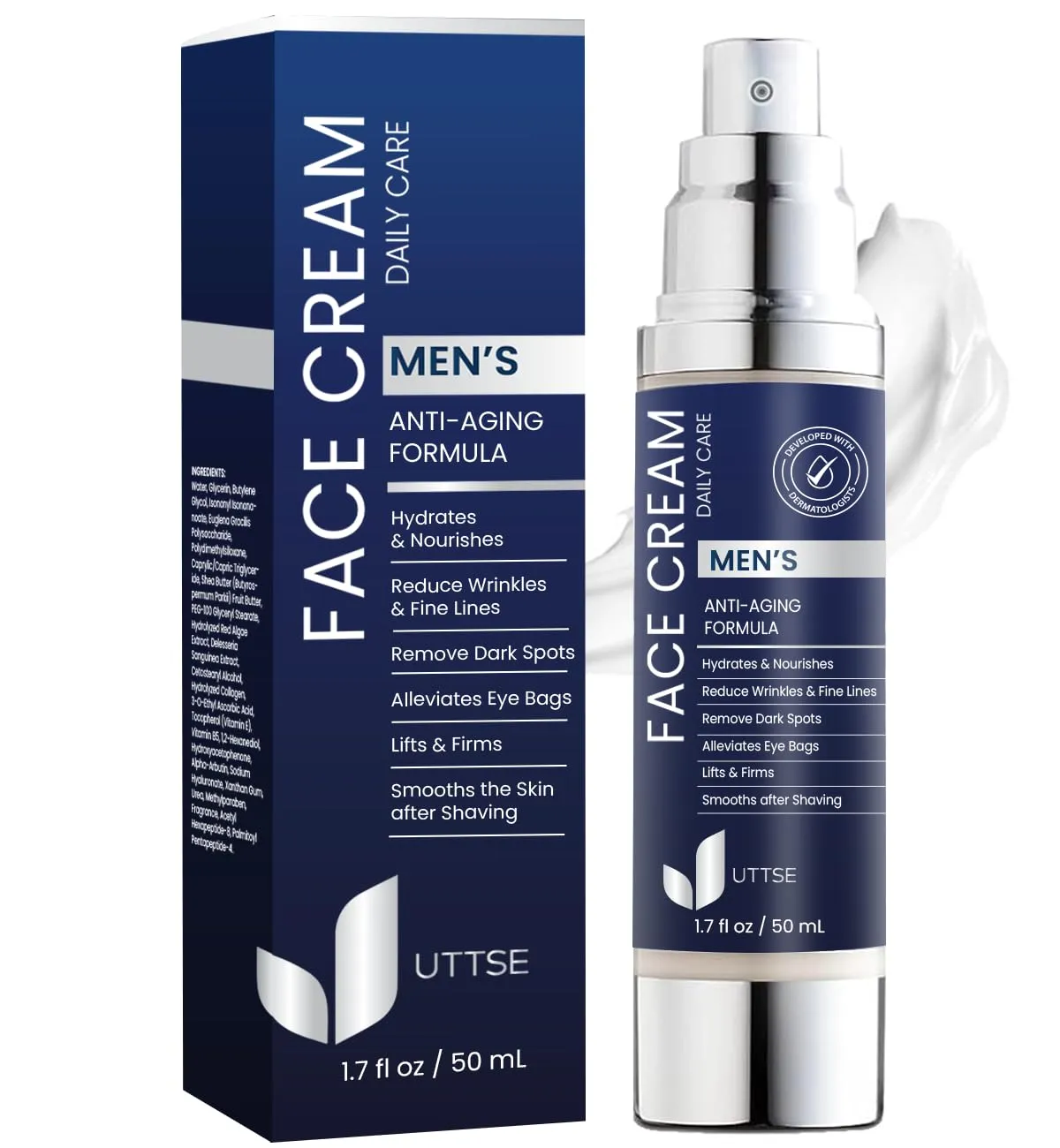 6-in-1 Mens Face Moisturizer: Face Cream for Men - Reduce the Look of Eye Bags, Dark Circles, and Puffiness - Skin Care for Men - 1.7 fl oz