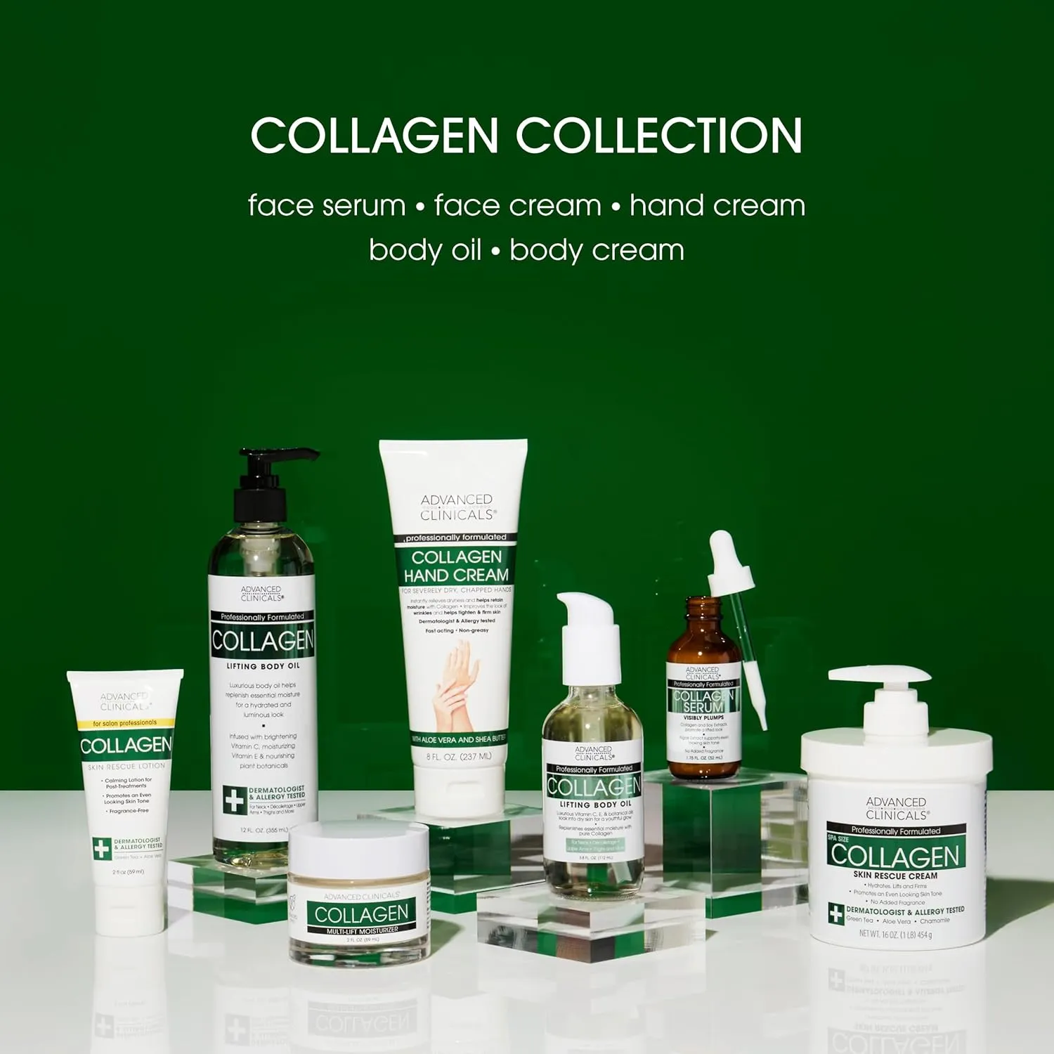 Advanced Clinicals Collagen Serum For Face | Visible Anti Aging Collagen Peptide Serum   Hyaluronic Acid Moisturizer Improves Look Of Wrinkles, Dry Skin, & Fine Lines, No added Fragrance, 2-Pack