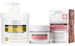 Advanced Clinicals Retinol Body Cream   Encapsulated Retinol Face Moisturizer 2pc Skincare Set For Women & Men To Reduce Appearance Of Wrinkles   Fine Lines & The Look Of Crepey Skin, 2pc Set