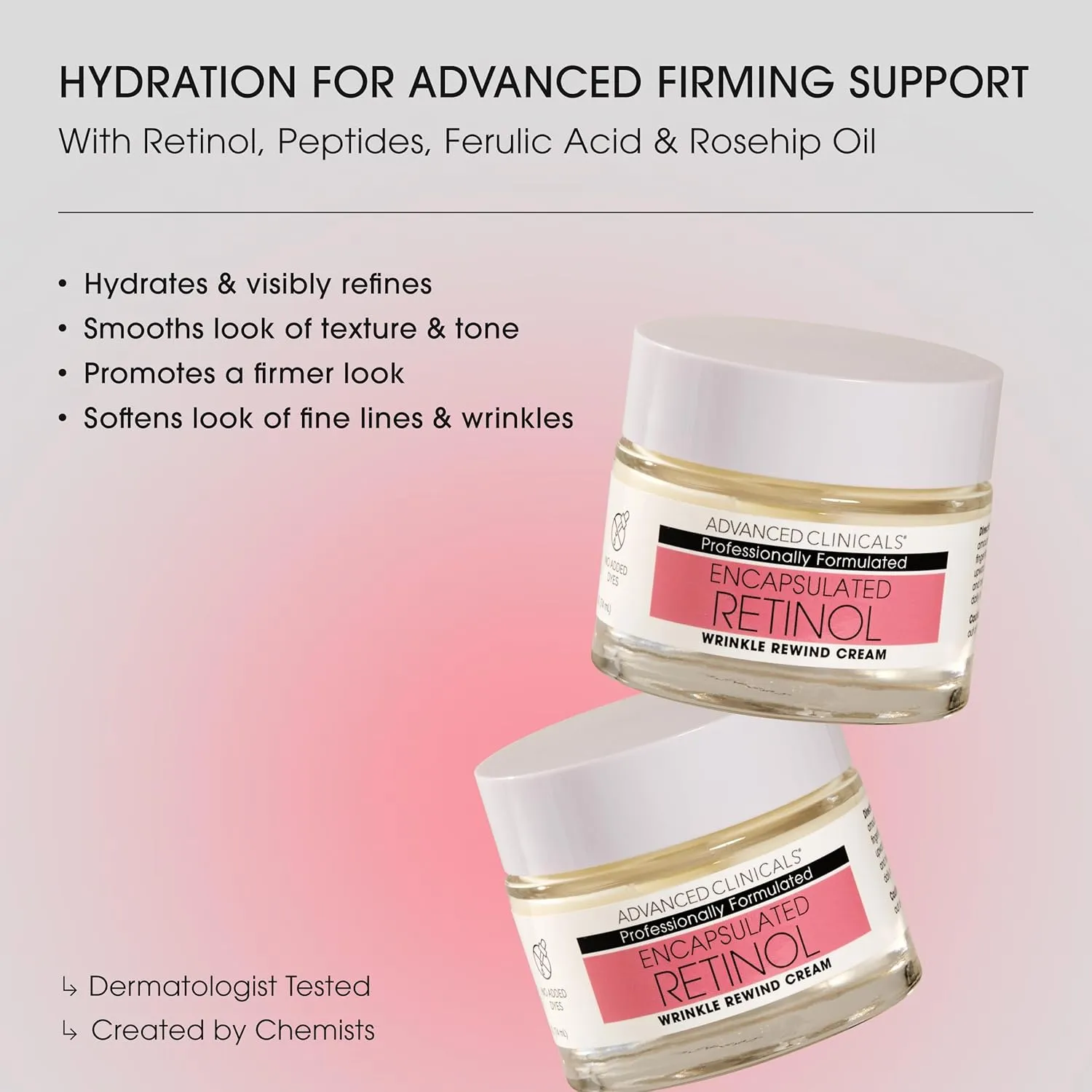 Advanced Clinicals Retinol Body Cream   Encapsulated Retinol Face Moisturizer 2pc Skincare Set For Women & Men To Reduce Appearance Of Wrinkles   Fine Lines & The Look Of Crepey Skin, 2pc Set