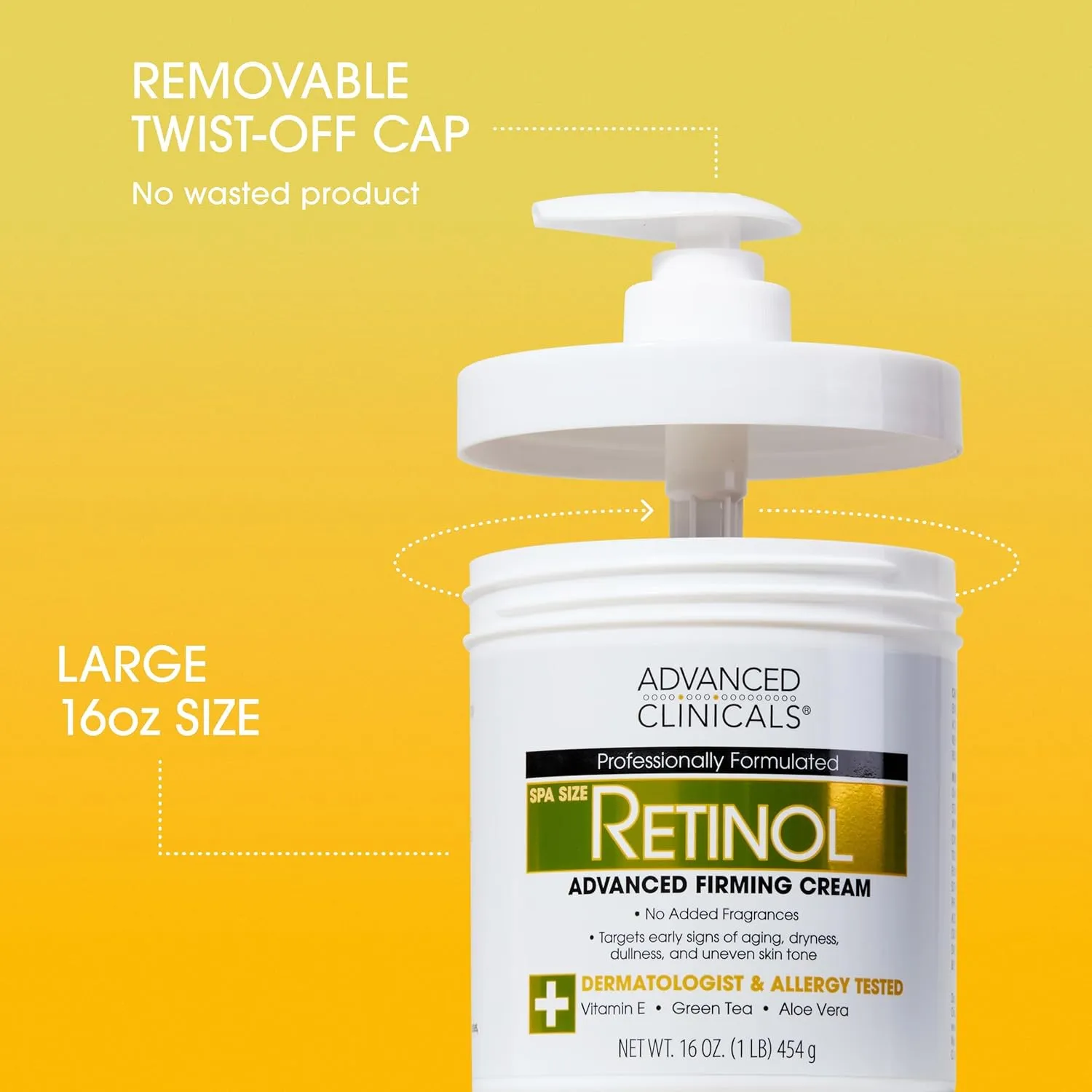 Advanced Clinicals Retinol Body Lotion & Face Moisturizer | Visible Anti Aging Skin Care Retinol Body Cream For Women & Men Targets Look Of Fine Lines, Wrinkles, & Crepe Looking Dry Skin, 16 Ounce