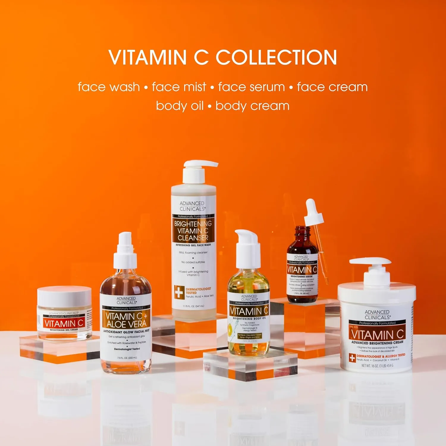 Advanced Clinicals Vitamin C Cream Visibly Brightening Body Lotion | Vitamin C Moisturizer Skin Care Body Cream For Women & Men Helps Visibly Improve Look Of Dark Spots & Uneven Skin Tone, 2-Pack