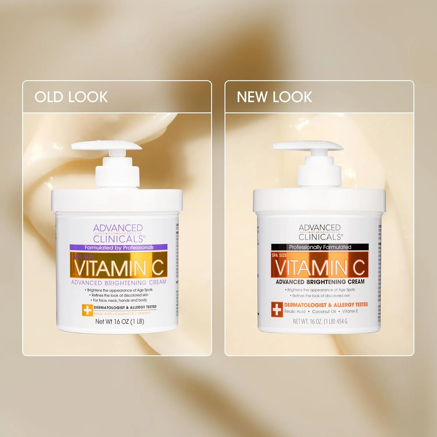 Advanced Clinicals Vitamin C Cream Visibly Brightening Body Lotion | Vitamin C Moisturizer Skin Care Body Cream For Women & Men Helps Visibly Improve Look Of Dark Spots & Uneven Skin Tone, 2-Pack