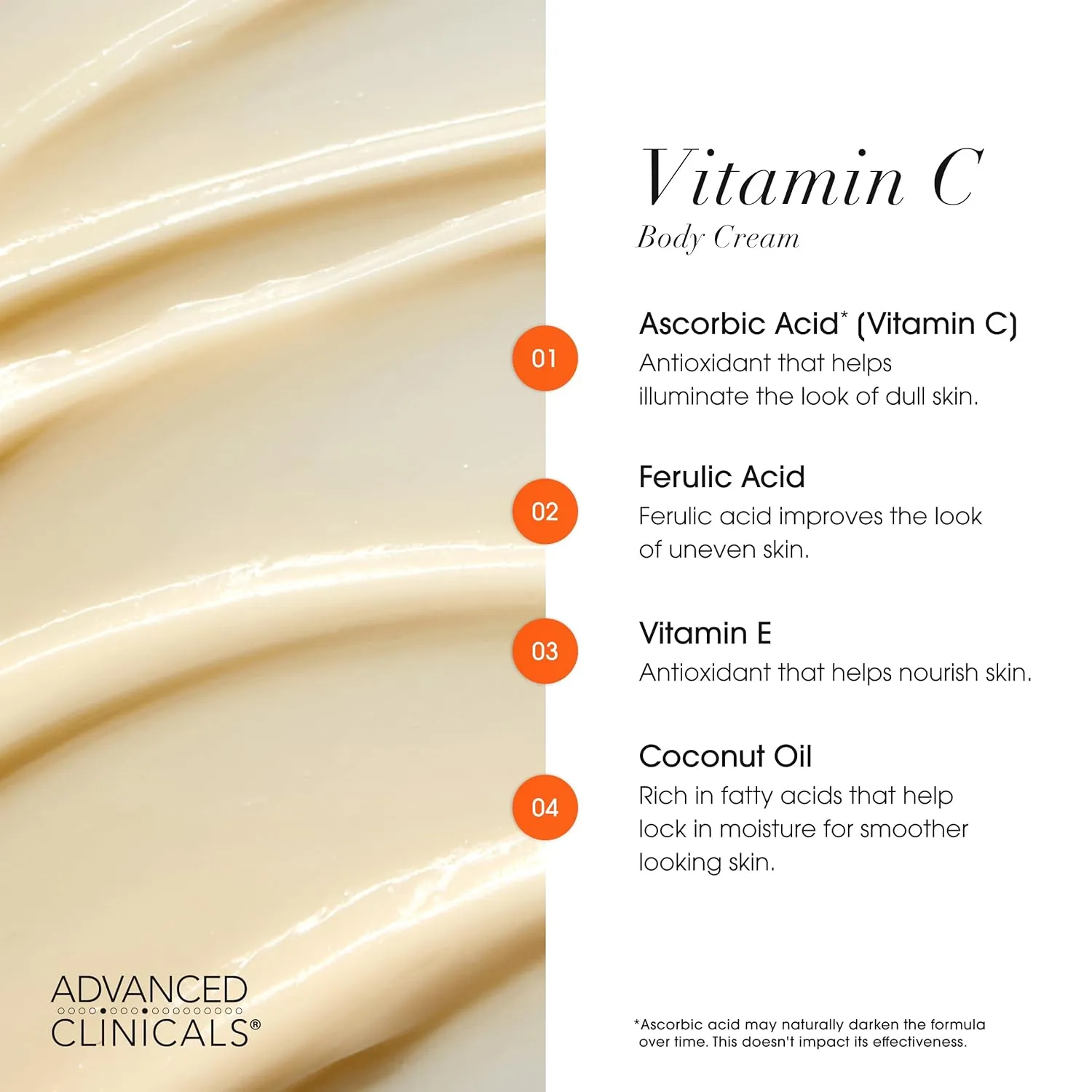 Advanced Clinicals Vitamin C Cream Visibly Brightening Body Lotion | Vitamin C Moisturizer Skin Care Body Cream For Women & Men Helps Visibly Improve Look Of Dark Spots & Uneven Skin Tone, 2-Pack