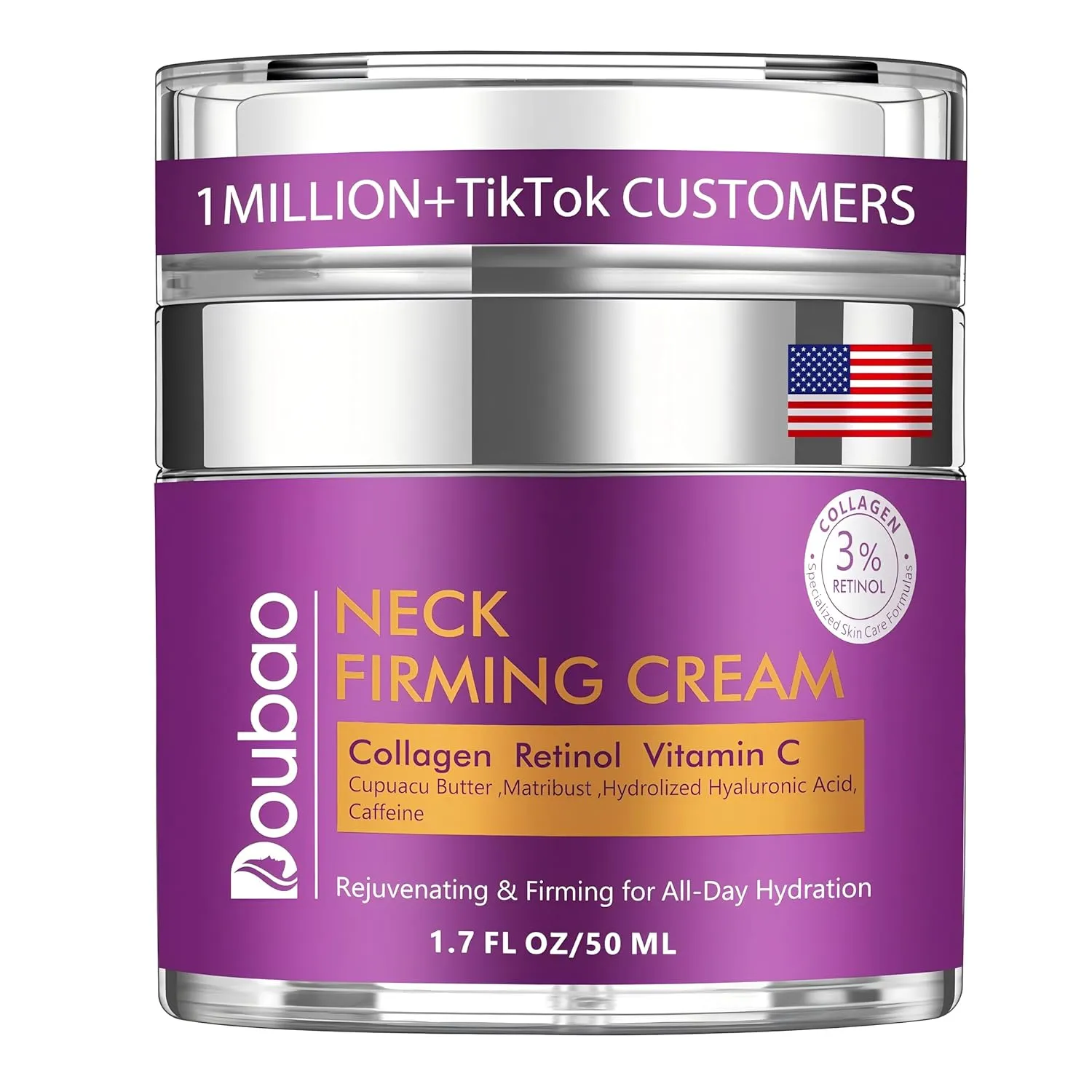 Advanced Neck Firming Cream – 3% Retinol & Hyaluronic Acid for Wrinkle Reduction, Lifting & Skin Tightening – Anti-Aging Moisturizer for Face, Neck & Décolleté – Deep Hydration, 1.7 FL OZ