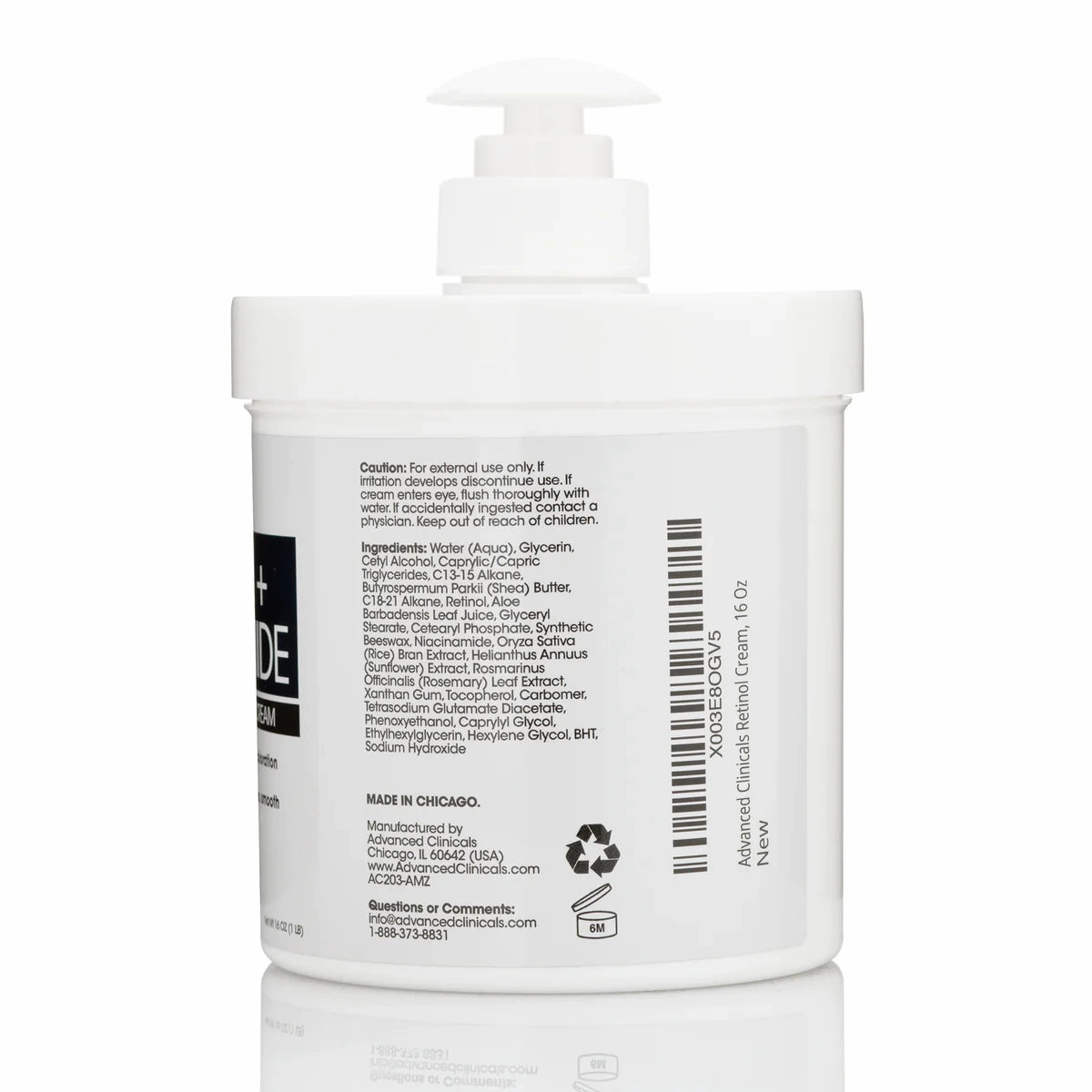 Advanced Clinicals - Retinol   Niacinamide Crepey Skin Cream | 454 g
