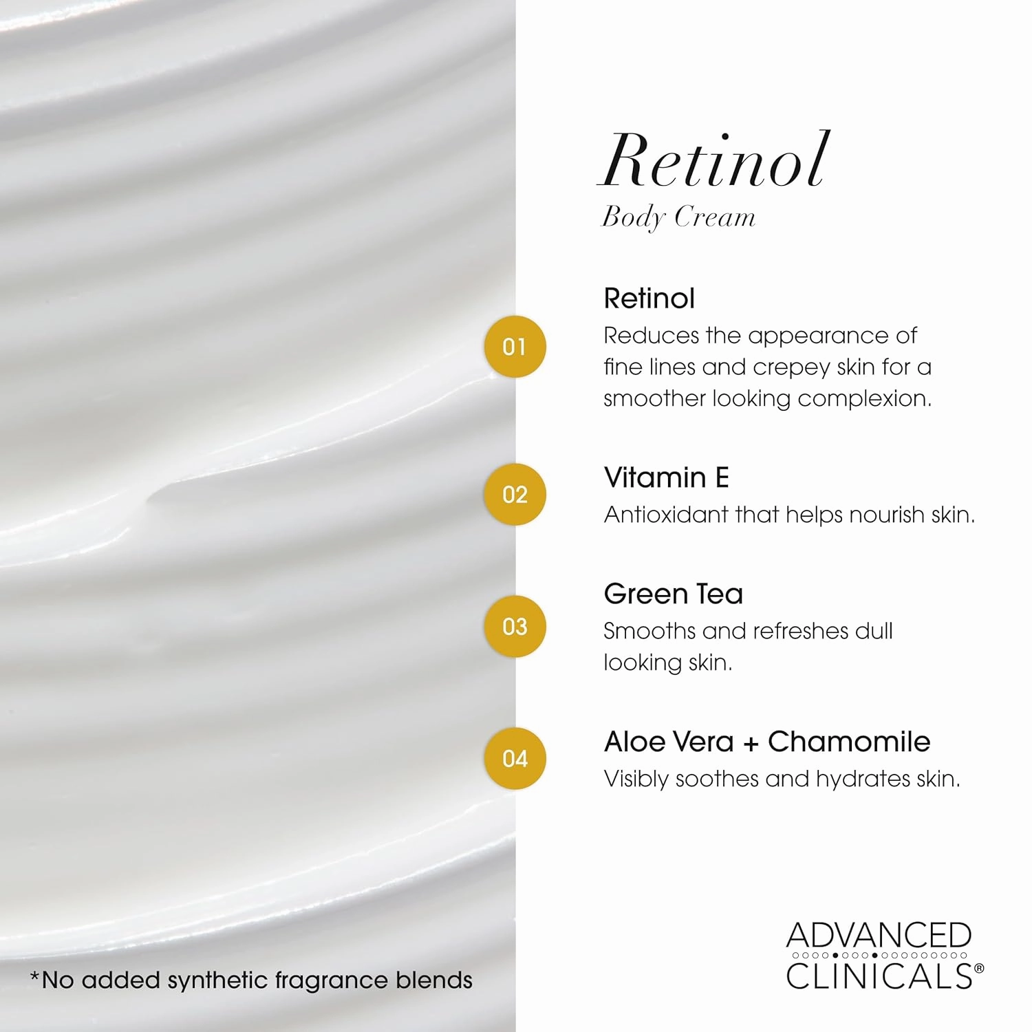 Advanced Clinicals Retinol Body Cream   Hyaluronic Acid Moisturizer 2pc Skincare Set | Face Cream & Body Lotion For Women & Men Helps Improve Appearance Of Crepey Skin, Dry Skin, & Wrinkles, 2pc