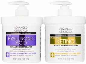 Advanced Clinicals Retinol Body Cream   Hyaluronic Acid Moisturizer 2pc Skincare Set | Face Cream & Body Lotion For Women & Men Helps Improve Appearance Of Crepey Skin, Dry Skin, & Wrinkles, 2pc