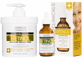 Advanced Clinicals Retinol Body Lotion   Retinol Serum 2PC Skincare Set For Women & Men Helps Diminish Appearance Of Crepey Skin | Face Serum & Body Cream Visibly Improves Look Of Wrinkles & Sagging