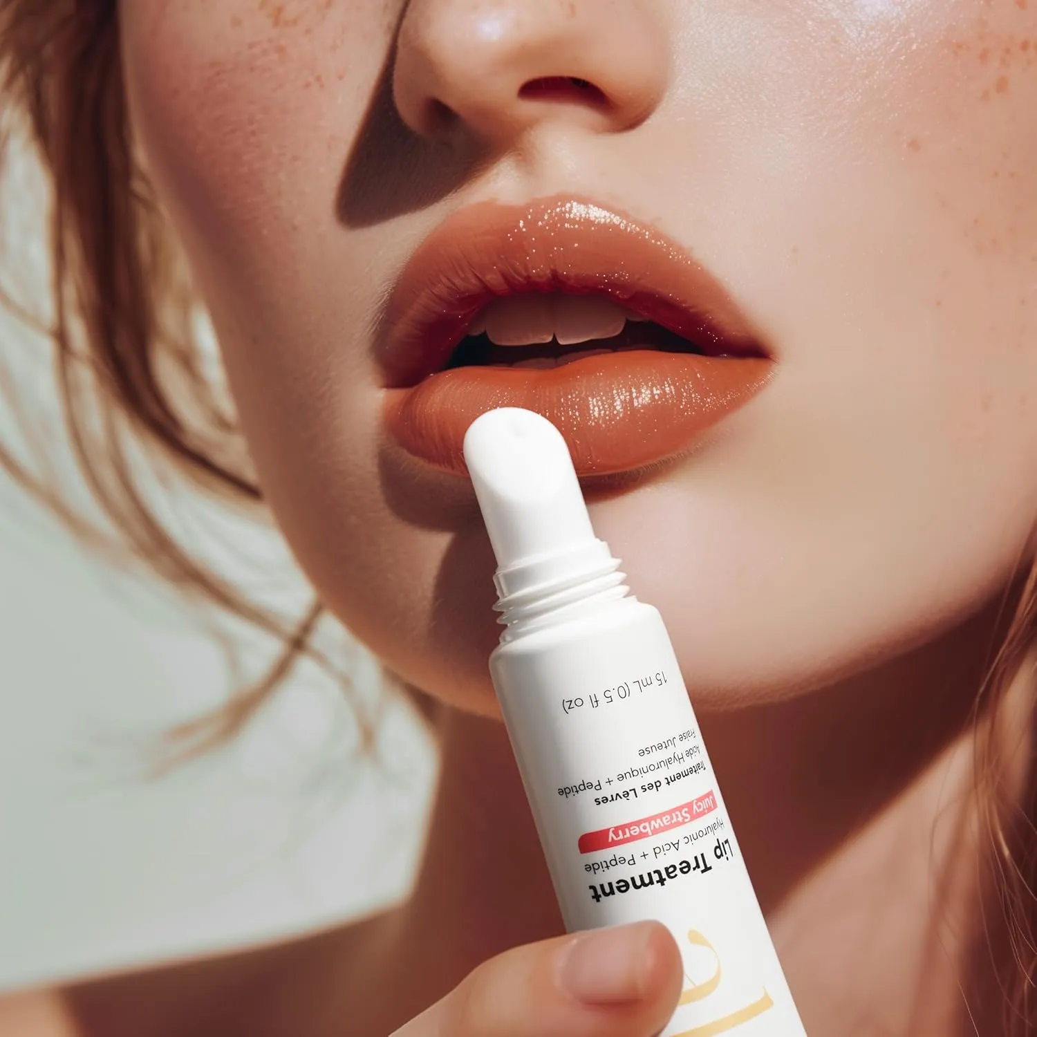 Alfie Hyaluronic Acid Lip Booster -Strawberry Flavor -15ml/0.5 Fl. Oz -Peptide Lip Treatment -Lip Plumper & Filler -Lip Serum & Moisturizer -Lip Volume Hydrating Treatment -Vegan Friendly, Non-Toxic