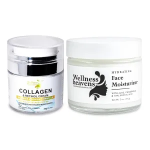 Anti-Aging & Hydrating Skincare Set, Collagen & Retinol Face Cream w/SPF 50  50g, Face Moisturizer w/Hyaluronic Acid & Vitamin E, Neck & Moisturizer for Dry Skin, Hydrates & Repairs Wrinkles 57g