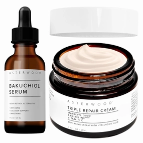 Asterwood Bakuchiol Serum 1 oz   Triple Repair Moisturizer Face Cream 1.7 oz