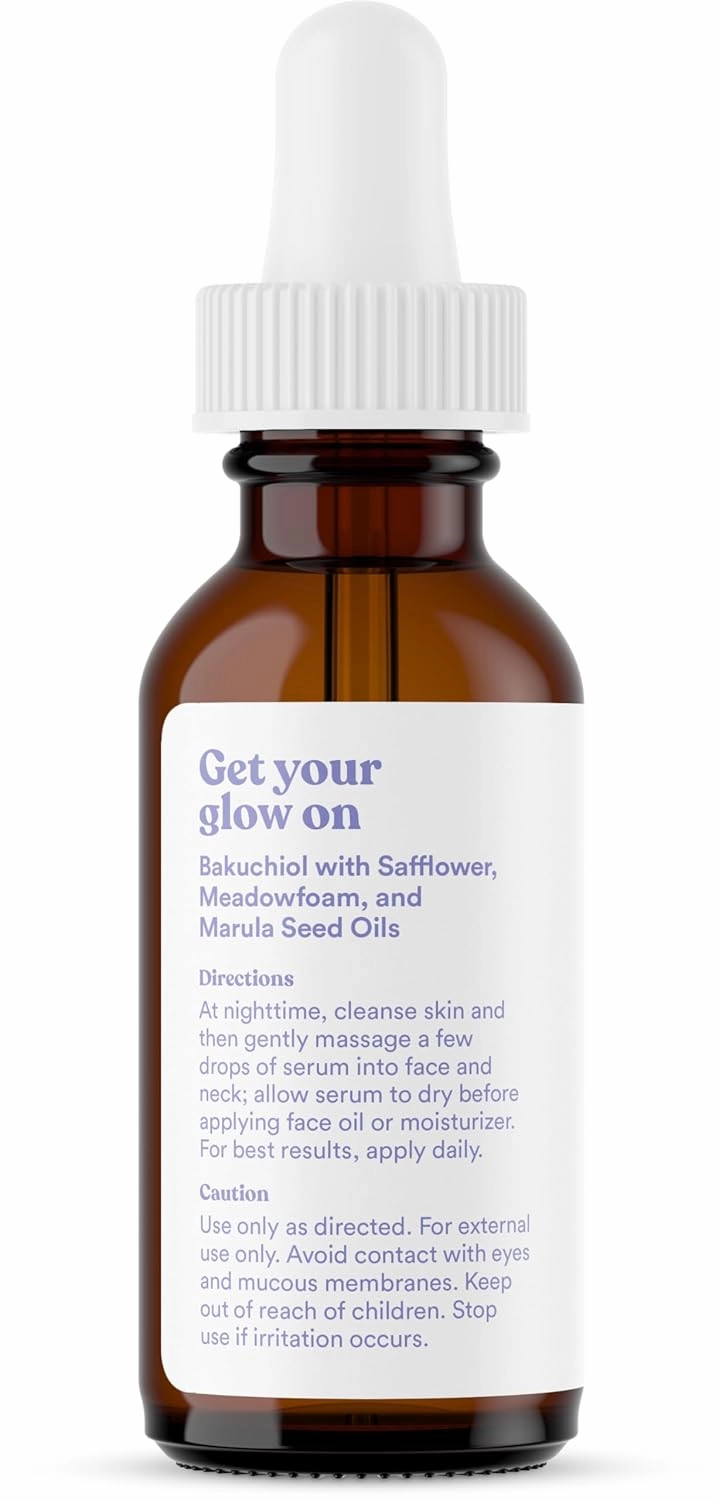 ASUTRA Bakuchiol Nighttime Serum, 1 fl oz - Skin Smoothing Retinol Alternative, Nourish and Hydrate Skin, Gentle Face Serum