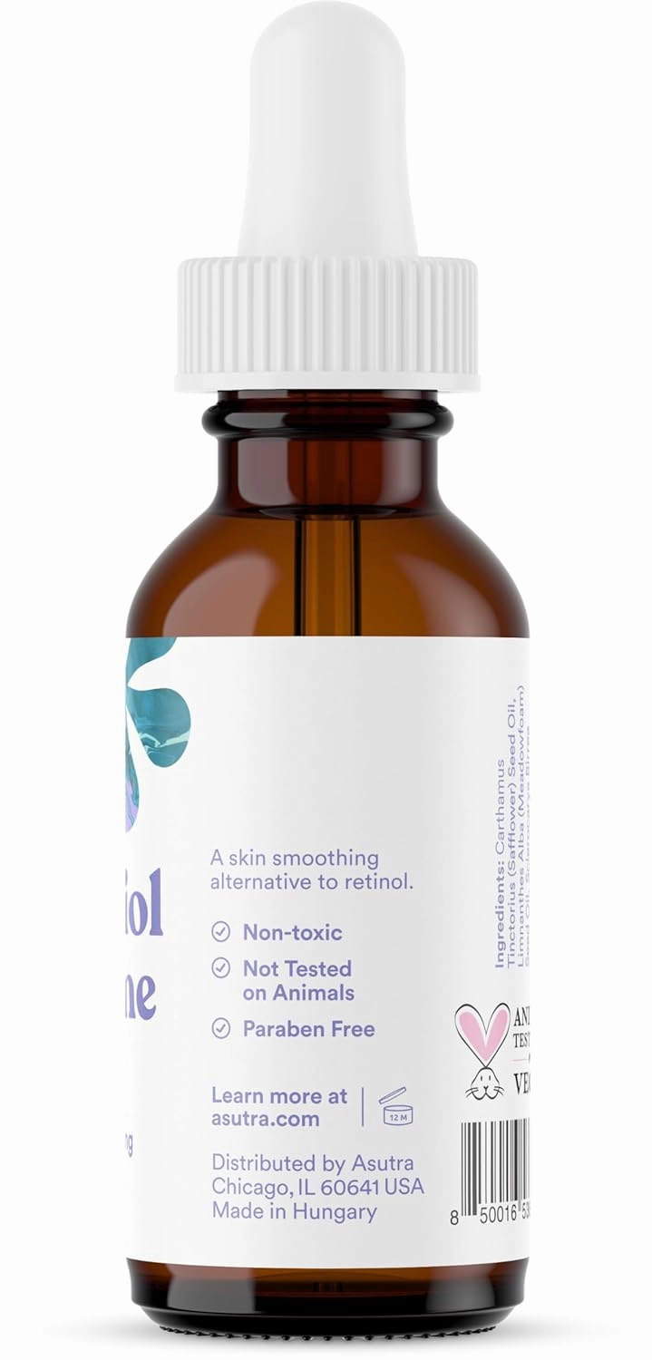 ASUTRA Bakuchiol Nighttime Serum, 1 fl oz - Skin Smoothing Retinol Alternative, Nourish and Hydrate Skin, Gentle Face Serum