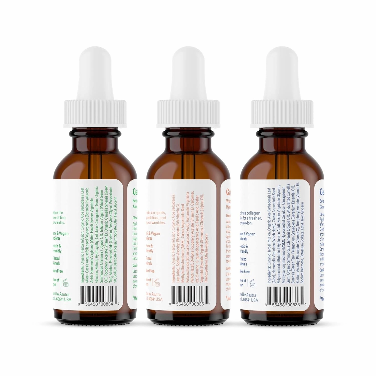 ASUTRA Serum Variety Pack, 3 Products - 1 fl oz 2.5% Retinol Face Serum, 1 lf oz 20% Vitamin C Face Serum, 1 fl oz Hyaluronic Acid Face Serum