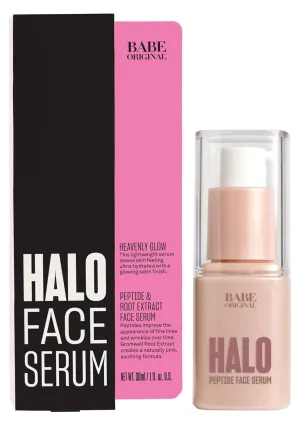 Babe Original Halo Peptide Face Serum for Women, Face Moisturizer Face Cream for Hydrated, Plump & Soothed Skin with Pink Root Extract, Hyaluronic Acid, Peptides & Amino Acids | Cruelty-free and Vegan