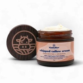Beef Tallow for Skin - Organic Tallow Face Moisturizer and Body Butter from 100% Grass Fed Beef Tallow, (Unscented) Made with Jojoba Oil for Sensitive Skin, Eczema, Baby, 2 oz