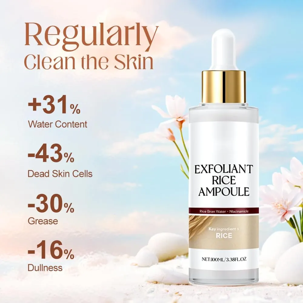 Black and White Rice Peeling Ampoule, 2025 New Soft Rice Exfoliating Face and Body Black and White Rice Exfoliant for All Skin Types (White, 100ml)