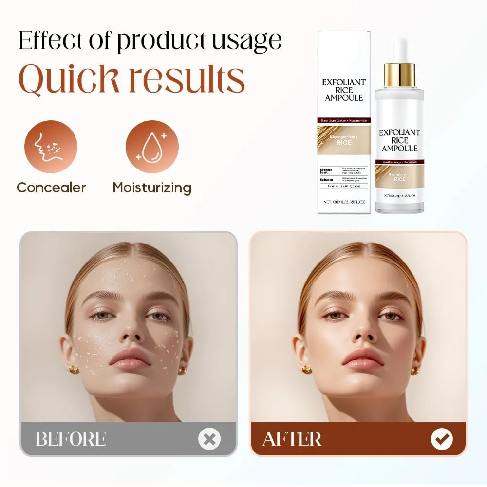 Black and White Rice Peeling Ampoule, 2025 New Soft Rice Exfoliating Face and Body Black and White Rice Exfoliant for All Skin Types (White, 100ml)