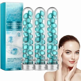 Blue Copper Peptide Skin Rejuvenation Essence, Blue Peptides Serum Copper Capsules, Glow Brightening Face Essence Emulsion Capsule, Tighten Skin, Brighten Skin Tone, Anti-Aging (90)