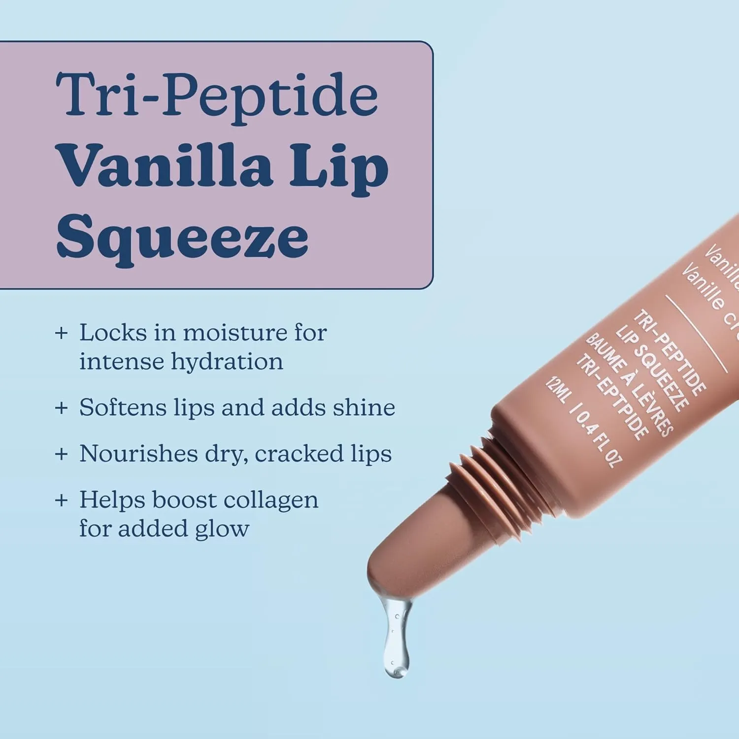 Blume Tri-Peptide Vanilla Lip Balm - Superbalm Lip Moisturizer with Shea Butter and Squalane to Deeply Hydrate & Heal Dry, Cracked Lips - Cruelty Free & Vegan Lip Plumper (0.4 Fl Oz)