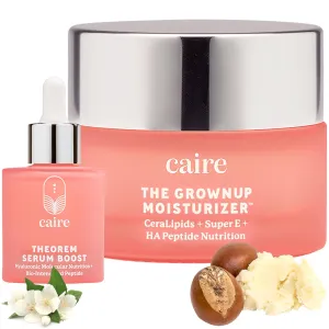 Caire ‘Own Your Age’ Bioavailable Hyaluronic Acid Collagen Peptide Serum and Grownup Pro-Aging Moisturizer Bundle | Wrinkle Fighting, for Face, Eyes   Neck| 15ml 50ml