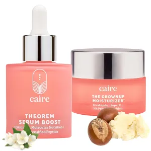 Caire ‘Own Your Age’ Bioavailable Hyaluronic Acid Collagen Peptide Serum and Grownup Pro-Aging Moisturizer Bundle | Wrinkle Fighting, for Face, Eyes   Neck| 30ml 15ml