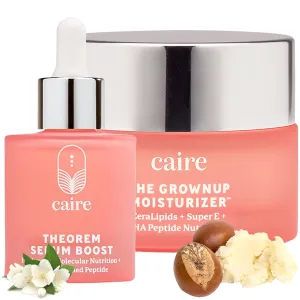 Caire ‘Own Your Age’ Bioavailable Hyaluronic Acid Collagen Peptide Serum and Grownup Pro-Aging Moisturizer Bundle | Wrinkle Fighting, for Face, Eyes   Neck| 30ml 50ml