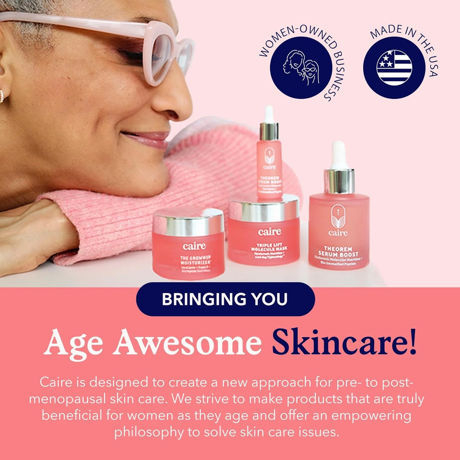 Caire The Grownup Pro-Aging Moisturizer Advanced Hyaluronic Acid Peptide Natural Ceramide Lipid Replenishing moisturizer. Wrinkle Fighting, Collagen Generation (15 ml)