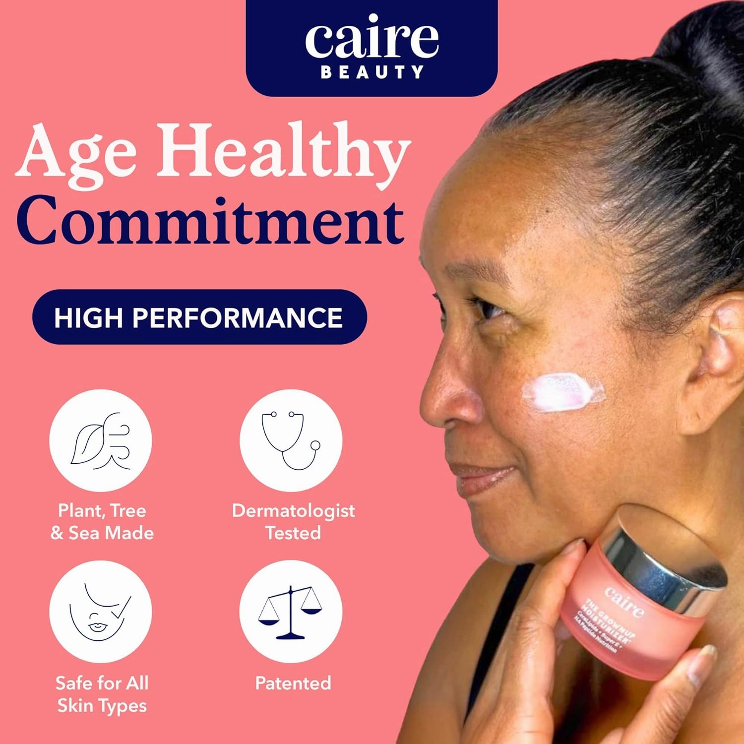 Caire The Grownup Pro-Aging Moisturizer Advanced Hyaluronic Acid Peptide Natural Ceramide Lipid Replenishing moisturizer. Wrinkle Fighting, Collagen Generation (15 ml)
