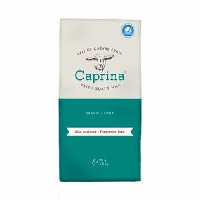 Caprina Fresh Goat's Milk Bar Soap Fragrance Free for Sensitive Skin | 3.2 Ounces 6 Pack Soap | Cleanses Without Drying, Biodegradable, Softening Soap | No Phosphates or Parabens