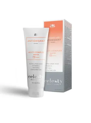 Celest Beauty Antioxidant Deep Face Mask Skincare, Boosts Collagen, Vitamin C, Coenzyme Q10, Alpha Lipoic, 24 Extracts for your Anti Aging Revitalized Radiant Skin. 4 Fl Oz Large Size.