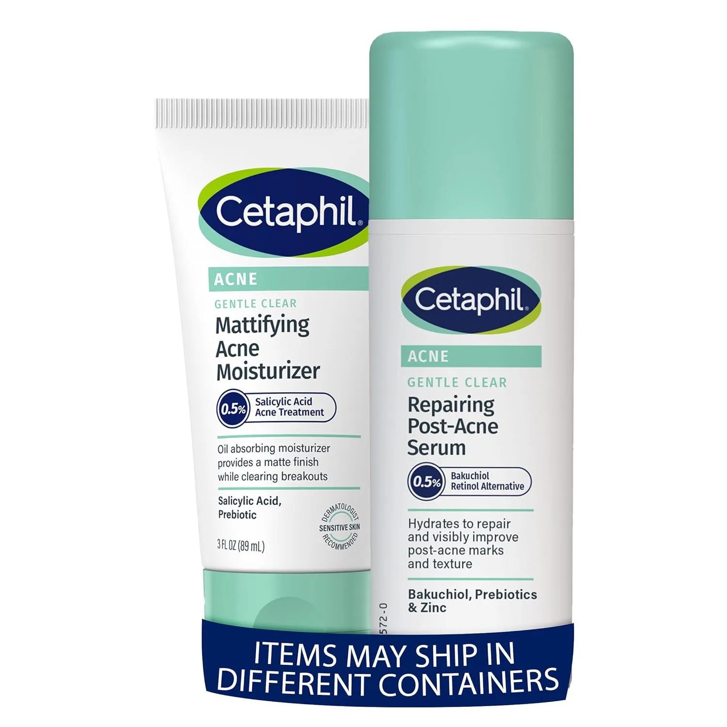 Cetaphil Gentle Clear Repairing Post Acne Serum   3oz Gentle Clear Mattifying Acne Face Moisturizer With 0.5% Salicylic Acid, Hydrates and Treats Sensitive Acne Prone Skin, Bundle