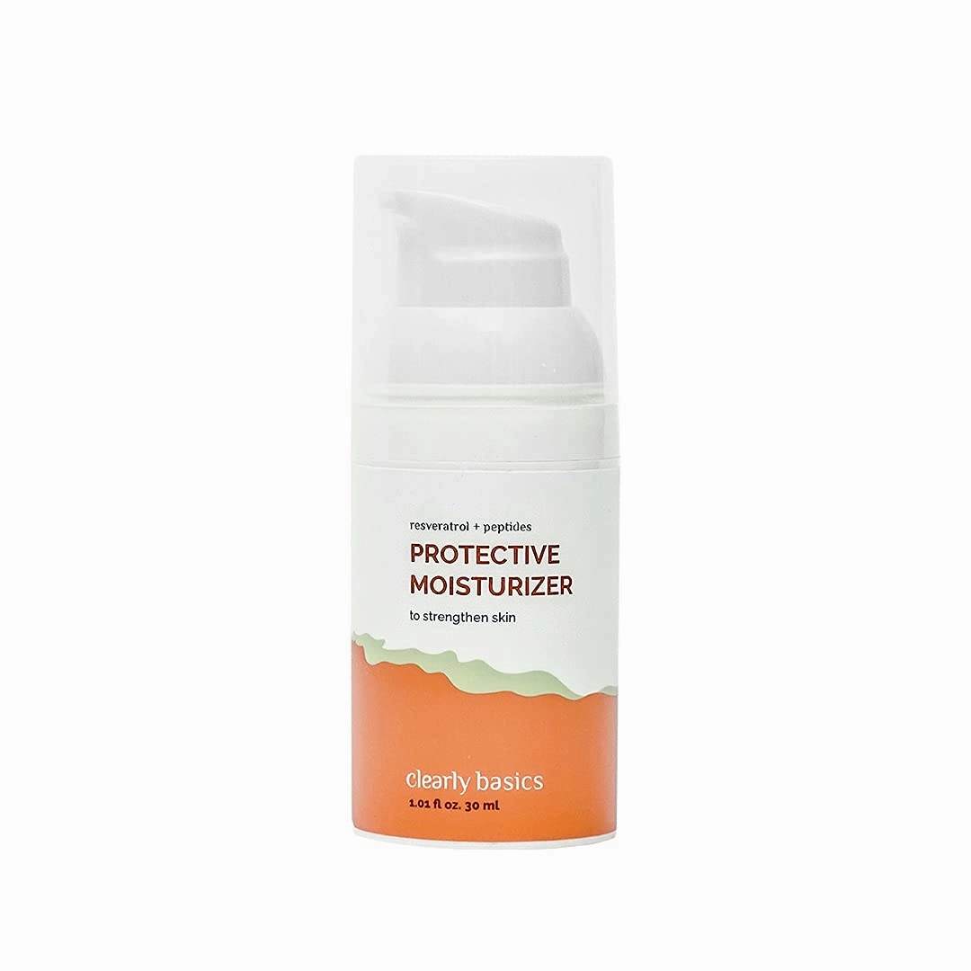 clearly basics Protective Moisturizer, Barrier-Repair for Acne-Prone Skin, Lightweight with Peptides and Resveratrol, Oil-Free, Fragrance-Free for Sensitive Skin, Non-comedogenic, 30ml
