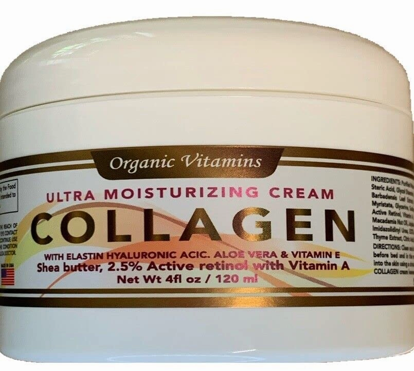 Collagen Ultra Moisturizing Cream with Retinol, Hyaluronic Acid, Aloe Vera, Shea Butter & Vitamin E – Anti-Aging Face & Body Cream for Wrinkles, Fine Lines & Firm Skin – 4oz (120ml) – Made in USA