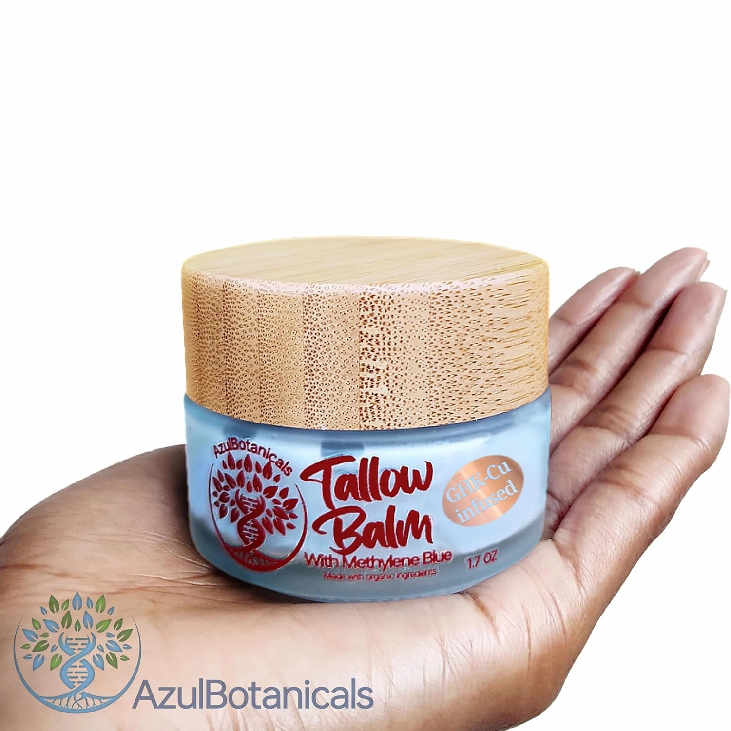 Copper Peptide GHk-Cu & Methylene Blue Infused Whipped Grass Fed Beef Tallow Balm, Fine lines, Wrinkles, Eczema, Acne, Full body Moisturizer, All skin types, With Organic Ingredients 1.7oz
