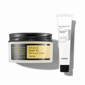 COSRX Skin Cycling Routine - Snail Mucin 92% Cream   Retinol 0.1 Cream, Recovery Set for Face and Neck, Fine Lines Spot Treatment, Repair Moisturizer for Face