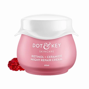 D.ot & Ke.y Night Reset Retinol   Ceramide Night Cream | Anti Aging Cream For Women & Men | Reduces Fine Lines & Wrinkles | Oil Free & Non Sticky Moisturizer | For Glowing Youthful Skin | 2.02 Fl Oz