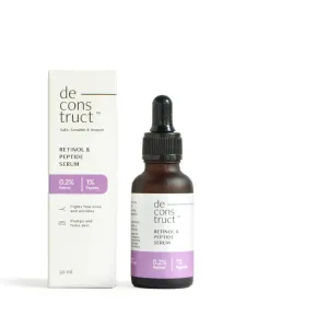 De 0.2% Retinol   1% Peptide Serum | Night Face Serum for Anti Aging | Reduce Fine Lines & Wrinkles | 30 ml