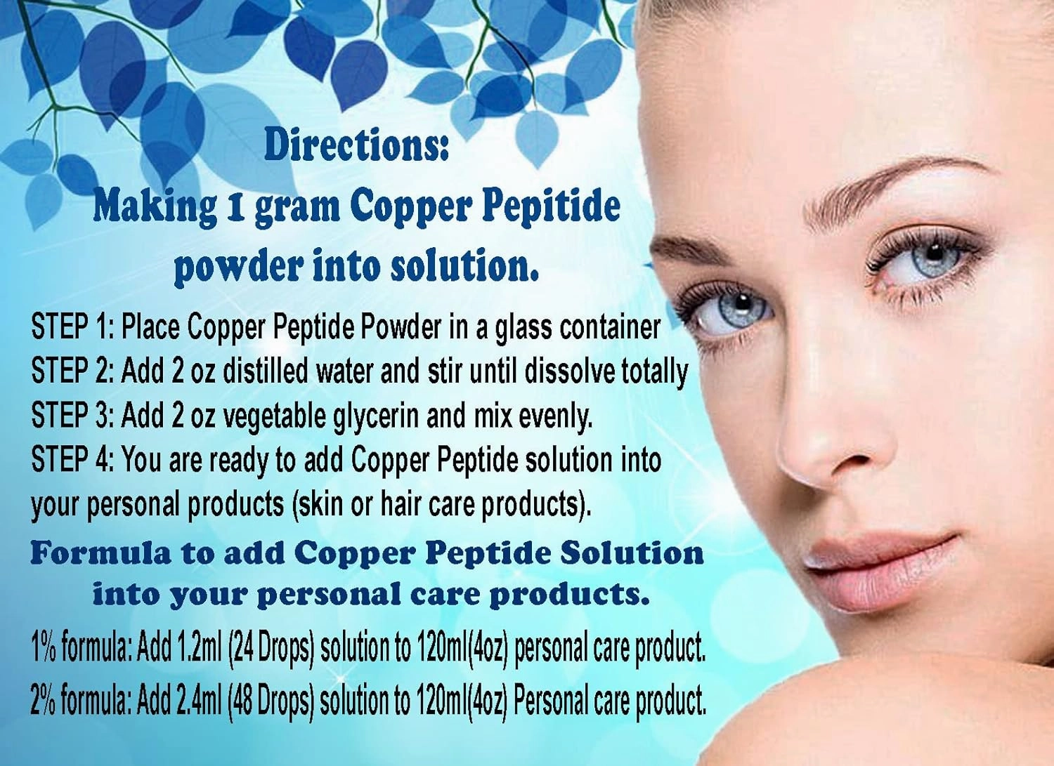 DNA Code- DIY Copper Peptide Powder 99% Purity, Cosmetic Grade for Hair/Skin. Add to Your Lotion, Cream,Serum, Moisturizer…