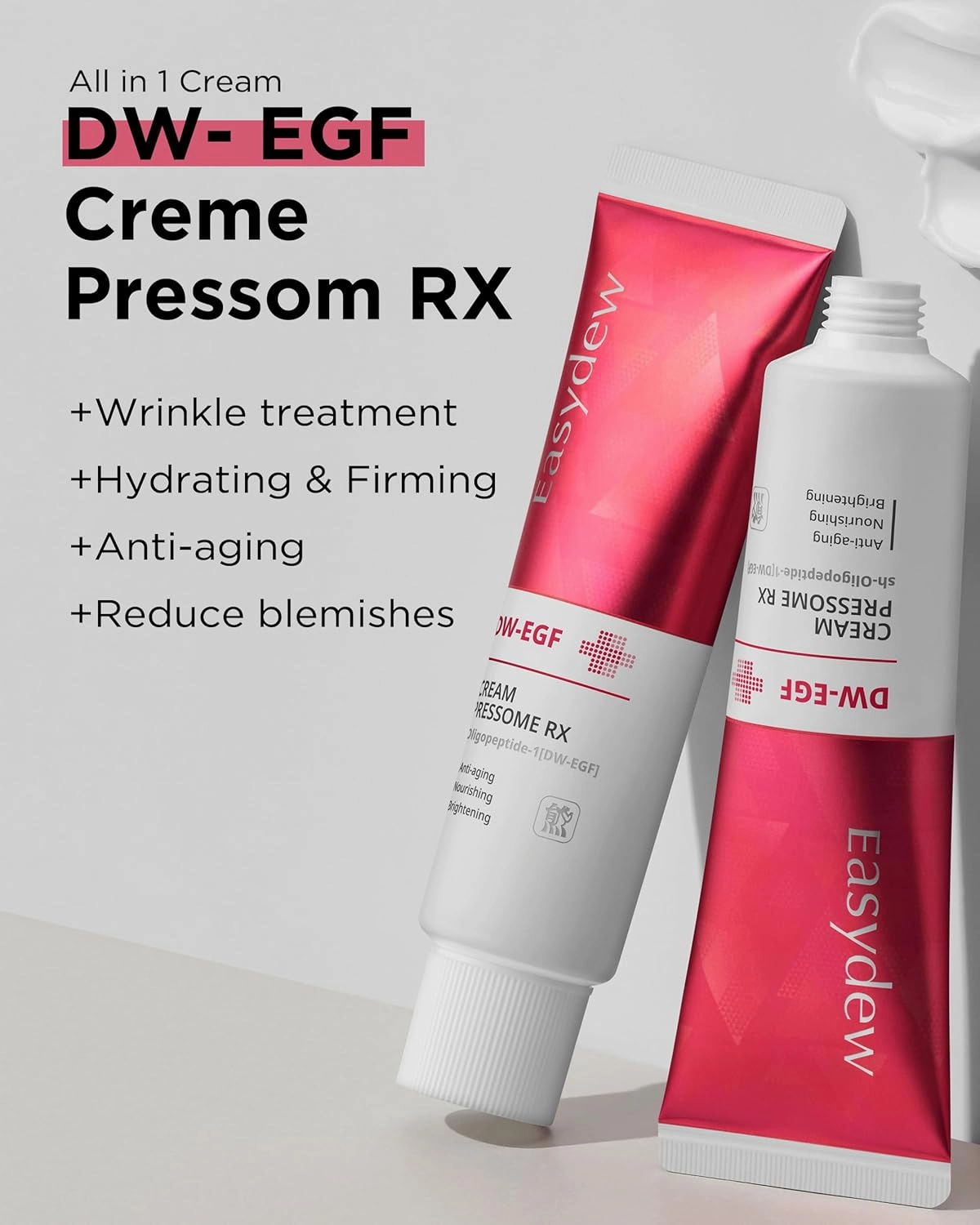 Easydew DW-EGF Pressome Cream(50ml).Anti-Aging Moisturizer with DW-EGF, Hyaluronic acid, Collagen, Elastin, ceramide, K beauty, Korea skincare