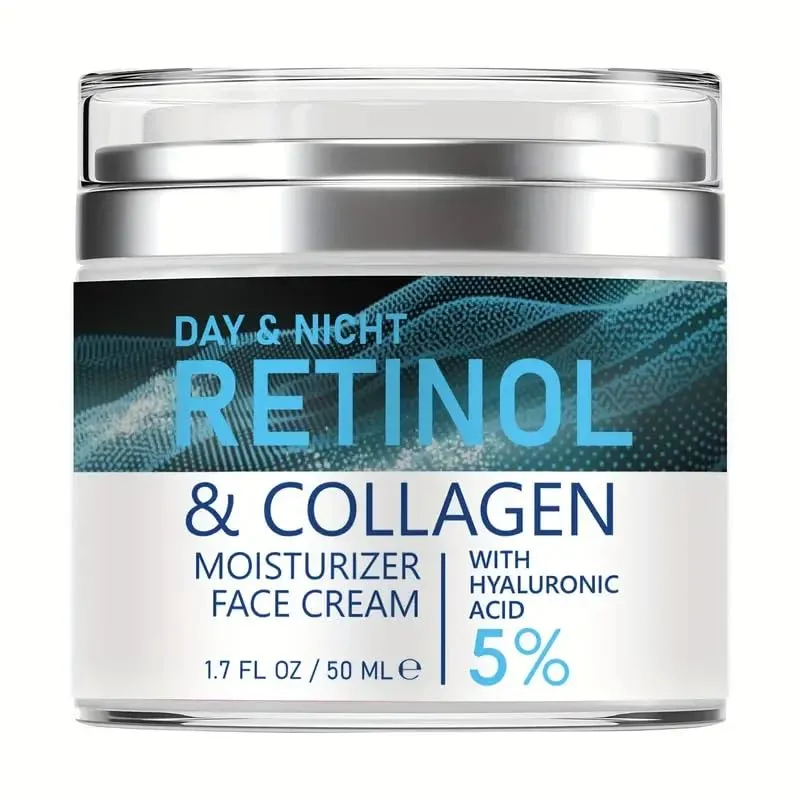 Elite Day & Night Retinol & Collagen Moisturizer Face Cream – Anti-Aging Hydrating Cream with 5% Hyaluronic Acid – Reduces Wrinkles, Fine Lines & Dark Spots – 1.7 fl oz / 50ml