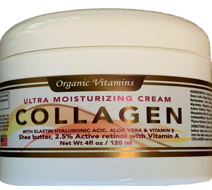 Elite Retinol Collagen Cream – Anti-Aging Moisturizer with 2.5% Retinol, Hyaluronic Acid, Vitamin A & E, Aloe Vera & Shea Butter – Face & Neck Hydrating Cream, 4oz / 120ml