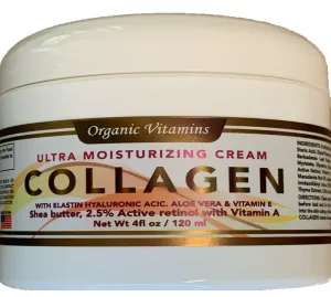 Elite Retinol Collagen Cream – Anti-Aging Moisturizer with 2.5% Retinol, Hyaluronic Acid, Vitamin A & E, Aloe Vera & Shea Butter – Face & Neck Hydrating Cream, 4oz / 120ml