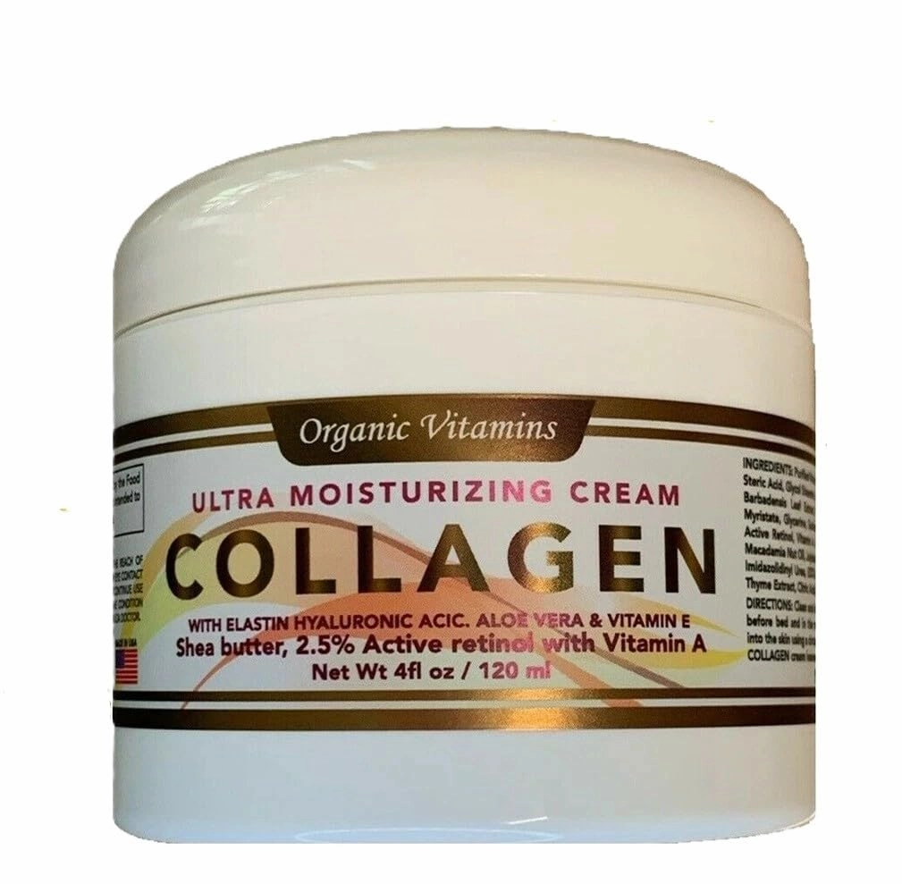 Elite Retinol Collagen Cream – Anti-Aging Moisturizer with 2.5% Retinol, Hyaluronic Acid, Vitamin A & E, Aloe Vera & Shea Butter – Face & Neck Hydrating Cream, 4oz / 120ml