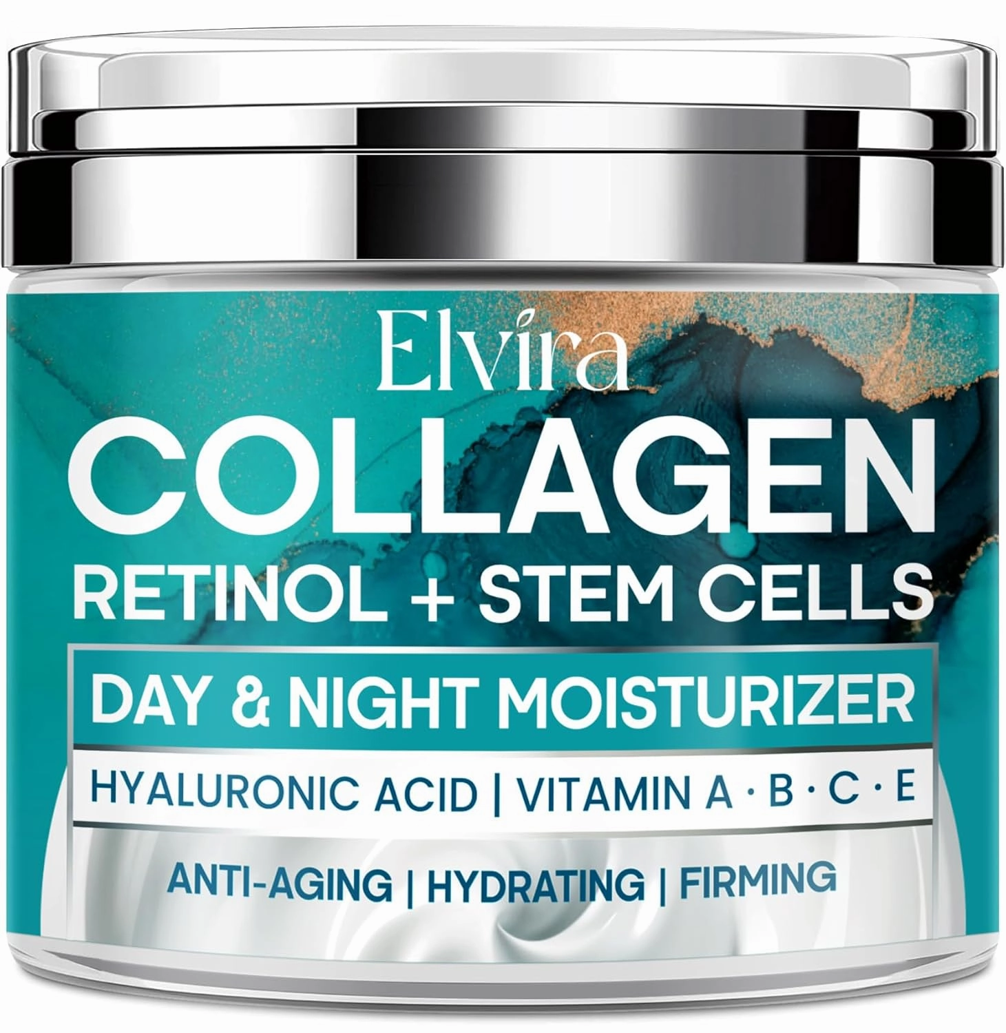 Elvira Retinol Collagen Moisturizer – Face & Neck Anti-Aging Cream with Hyaluronic Acid & Stem Cells for Women & Men, 1.85 Fl Oz